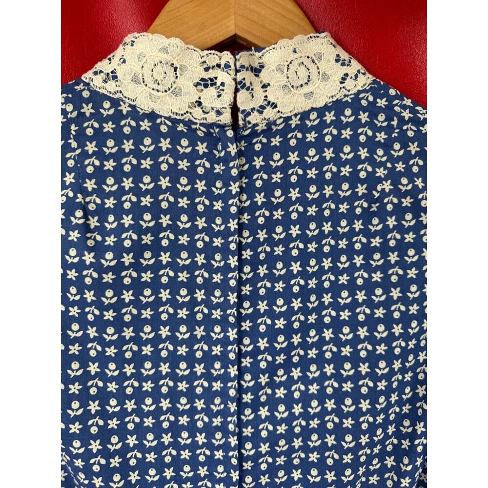 Vintage Victor Costa Calico Lace Cotton Hippie Mazi Dress Size XS to S - Picture 12 of 16